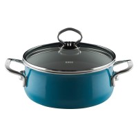 Каструля Riess низька з кришкою 16 см, колір Аквамарин