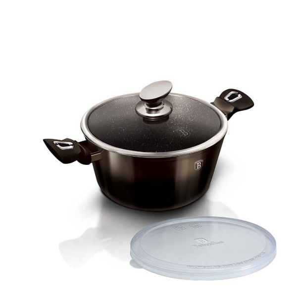Каструля з гранітним покриттям 6,1 л 28 см BERLINGER HAUS блискучий чорний BH-6606