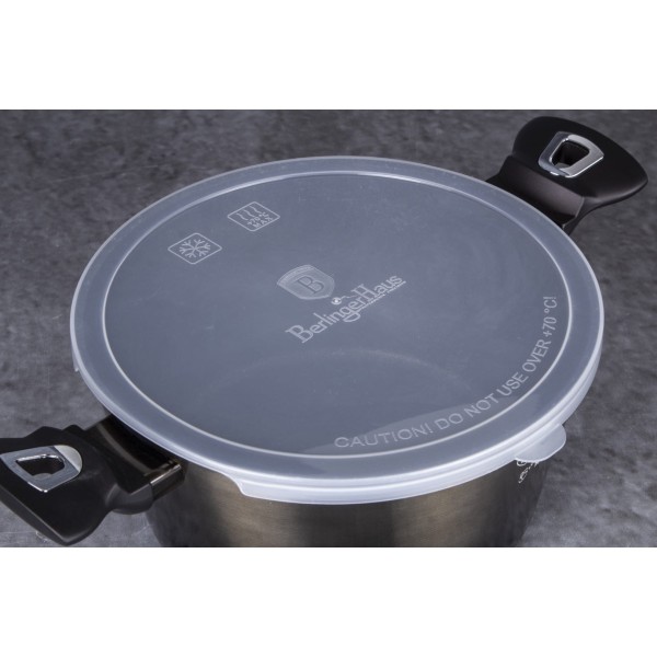 Каструля з гранітним покриттям 6,1 л 28 см BERLINGER HAUS блискучий чорний BH-6606