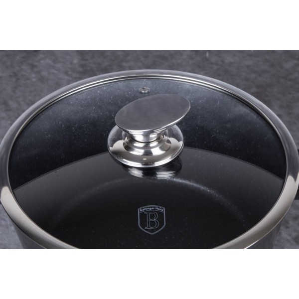 Каструля з гранітним покриттям 6,1 л 28 см BERLINGER HAUS блискучий чорний BH-6606