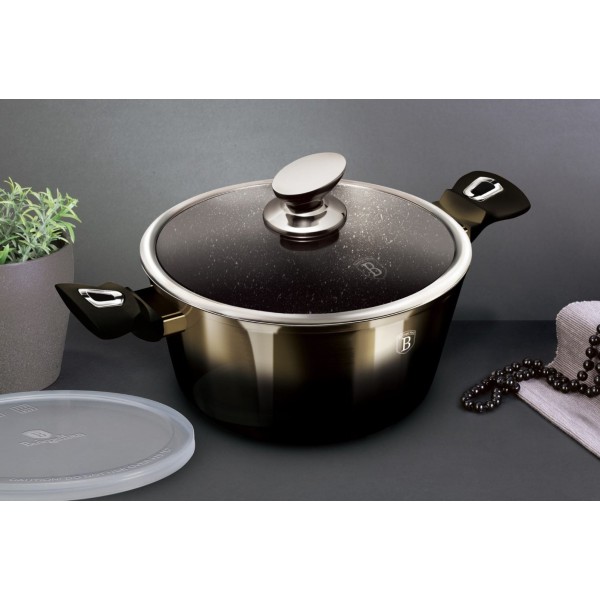 Каструля з гранітним покриттям 6,1 л 28 см BERLINGER HAUS блискучий чорний BH-6606