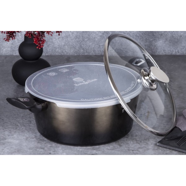 Каструля з гранітним покриттям 6,1 л 28 см BERLINGER HAUS блискучий чорний BH-6606