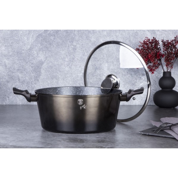 Каструля з гранітним покриттям 6,1 л 28 см BERLINGER HAUS блискучий чорний BH-6606