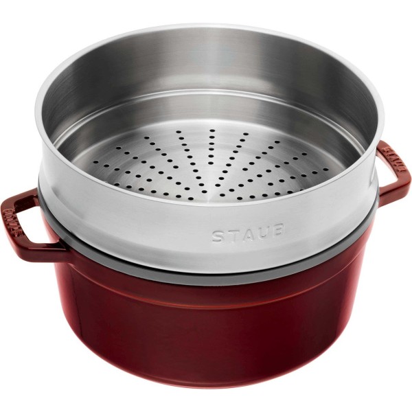 Чавунна каструля STAUB LA COCOTTE кругла зі вставкою 5,2 л, гренадин