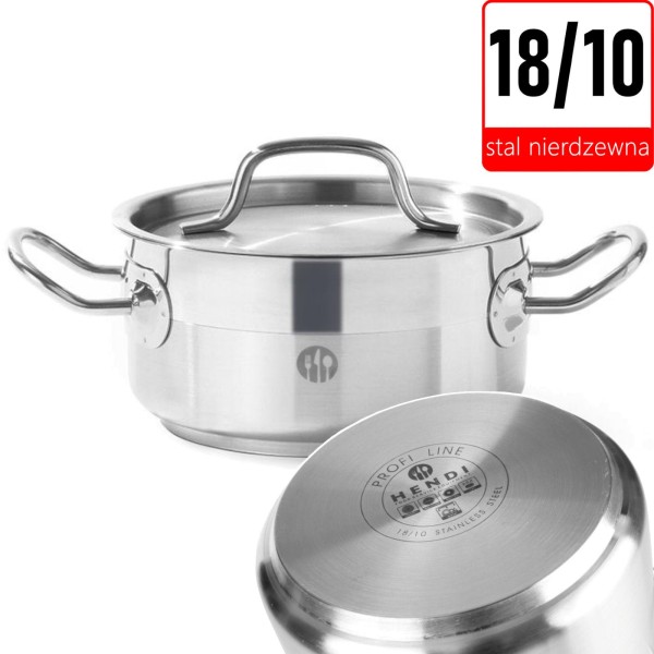Низька каструля Profi Line з кришкою, діаметр 4,8 л, 240 x 105, висота - Hendi 830406