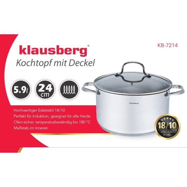 Каструля 5,9 л / 24 см Klausberg Premium 18/10 KB-7214