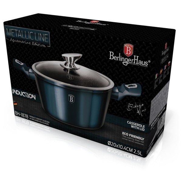 Каструля 2,5 л 20 см Berlinger Haus металевий аквамарин BH-1878