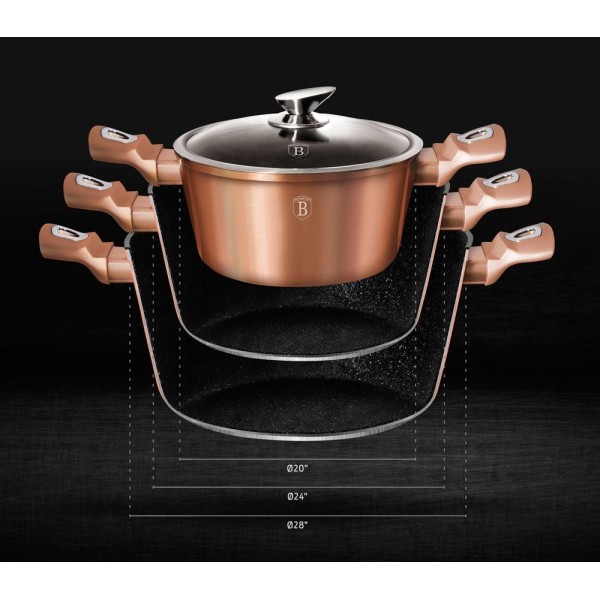 Каструля 4,5 л 24 см Berlinger Haus Metallic Line, рожеве золото BH-1515-N