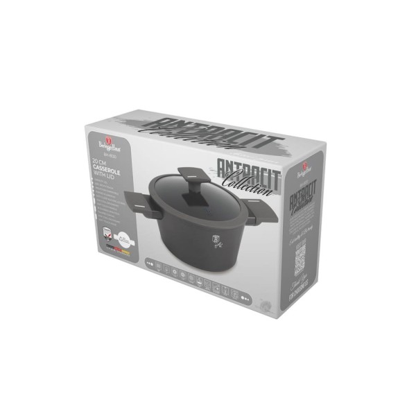 ТИТАНОВА КАСТРУЛЯ З КРИШКОЮ 20 СМ 2,5 Л BERLINGER HAUS АНТРАЦИТ BH-8130