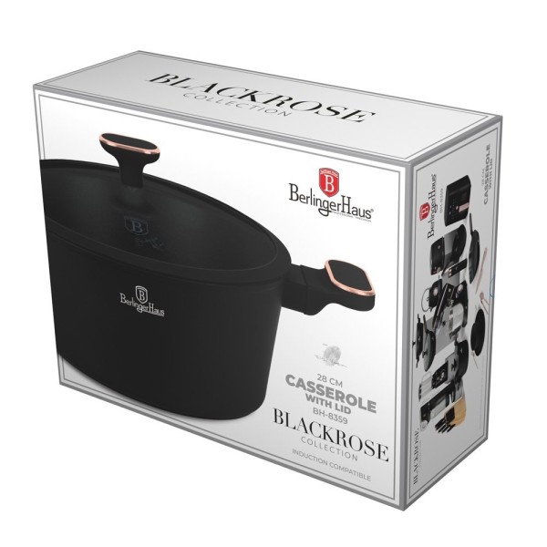 Горщик з кришкою 28 см BerlingerHaus BH-8359 Чорна троянда