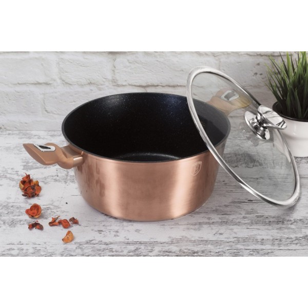 Каструля 6 л з кришкою 28 см BerlingerHaus BH-1516 рожеве золото