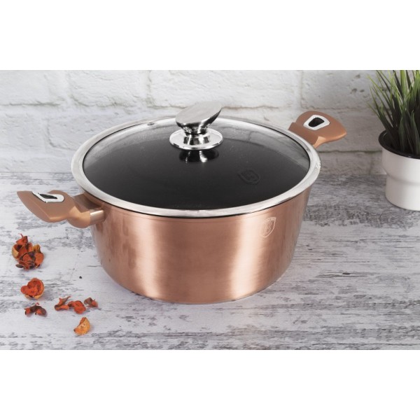 Каструля 6 л з кришкою 28 см BerlingerHaus BH-1516 рожеве золото