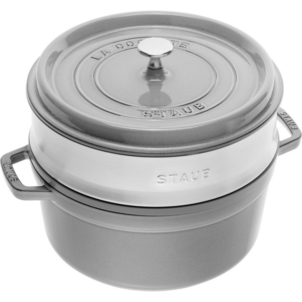 STAUB LA COCOTTE Кругла чавунна каструля зі вставкою 5,2 л, сіра
