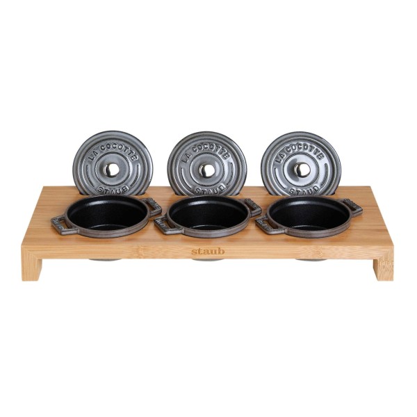 STAUB Дерев'яна підставка на 3 міні-кокотки