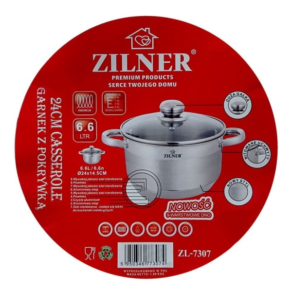 Garnek tradycyjny Zilner ZL-7307 (6,1 l, 24 cm)