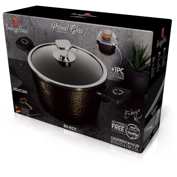 ТИТАНОВА КАСТРУЛЯ 20 см 2,5 л BERLINGER HAUS PRIMAL GLOSS BH-6571