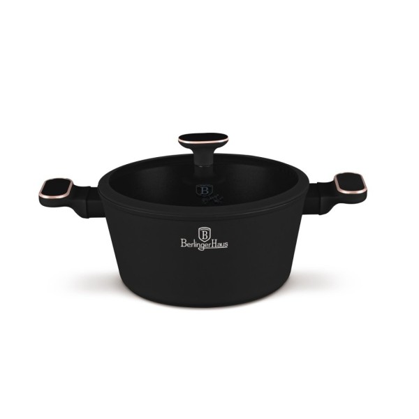 Горщик з кришкою 24 см BerlingerHaus BH-8358 | Колекція «Чорна троянда»