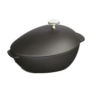 Чавунний горщик STAUB SPECIAL COCOTTE овальний, з молюсками, 2 л, чорний