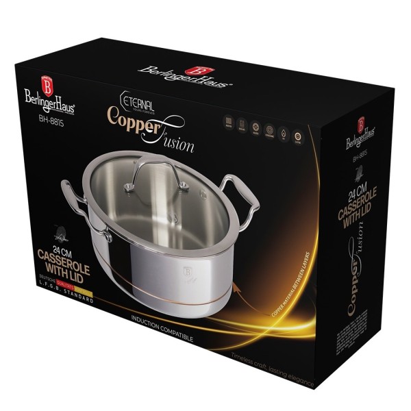 Каструля з кришкою 24 см Колекція Copper Touch BerlingerHaus BH-8815