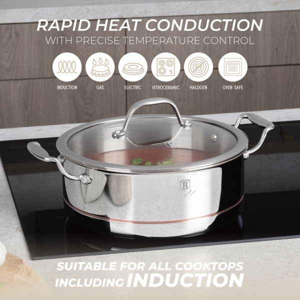 Каструля з кришкою 24 см Колекція Copper Touch BerlingerHaus BH-8815