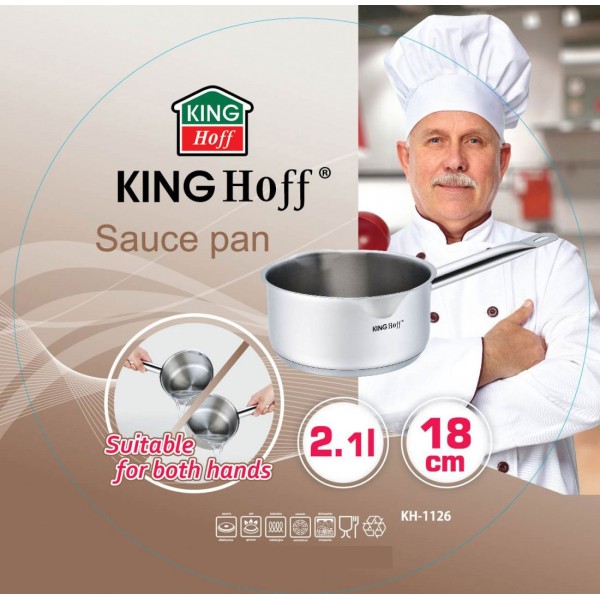 СТАЛЕВИЙ СОУС 2,1 л 18 СМ ДВОЙНИЙ НОСИК KiNGHOFF KH-1126