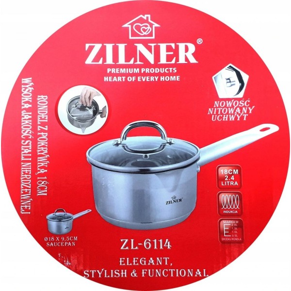 СТАЛЕВИЙ СОУС 2,4 Л / 18 СМ З НОСИКОМ ZILNER ZL-6114