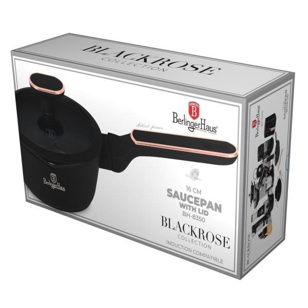 Каструля з кришкою 16 см BerlingerHaus BH-8350 | Колекція «Чорна троянда»