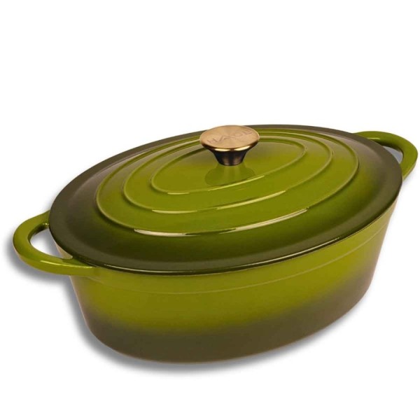 Емальована чавунна сковорода для запікання 6 л HAGE оливкова