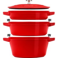 STAUB Набір із 3 тарілок + кришка 24 см червоний