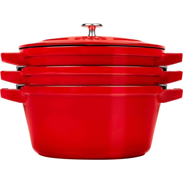 STAUB Набір із 3 тарілок + кришка 24 см червоний