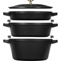 STAUB Набір із 3 тарілок + кришка 24 см чорний