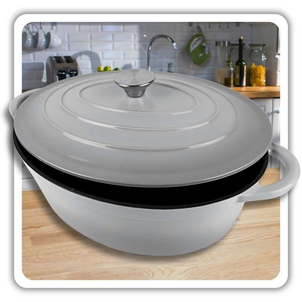 Емальована чавунна сковорода для запікання 6 л, колір HAGE сірий