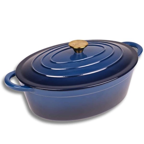 Емальована чавунна сковорода для запікання 6 л HAGE синього кольору