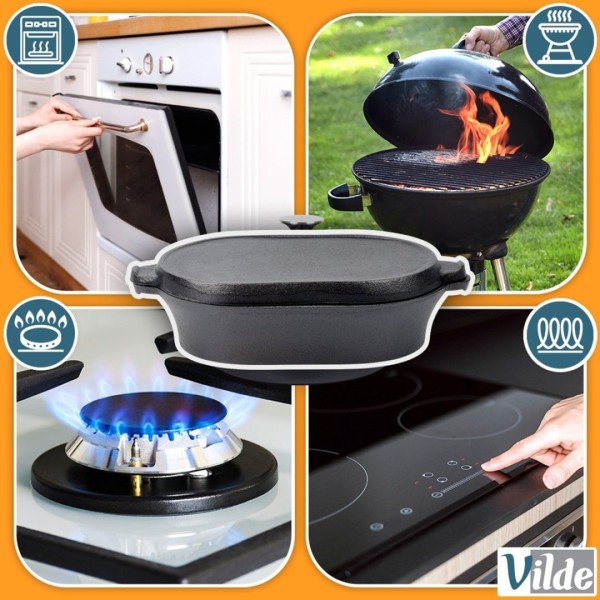 ЧАВУННА СКОВОРОДА ЗІ СКОВОРОДОЮ 2в1 28x16см CAST LINE 279053