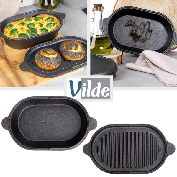 ЧАВУННА СКОВОРОДА ЗІ СКОВОРОДОЮ 2в1 28x16см CAST LINE 279053