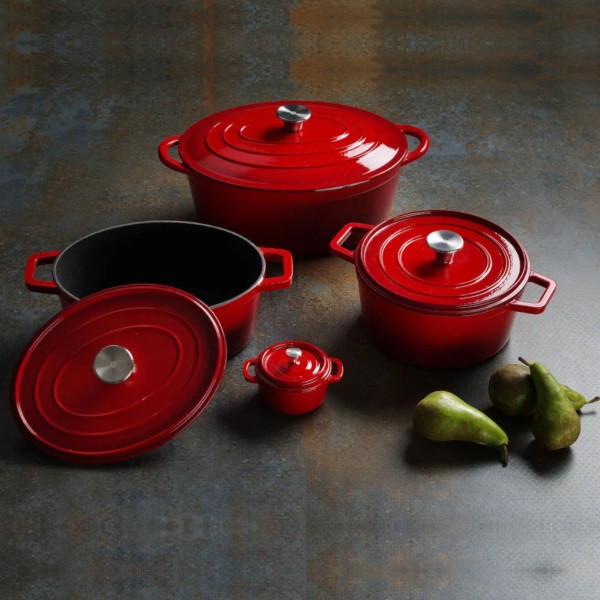 Чавунна каструля з емальованим покриттям 3,7 л червоного кольору - Hendi 626832