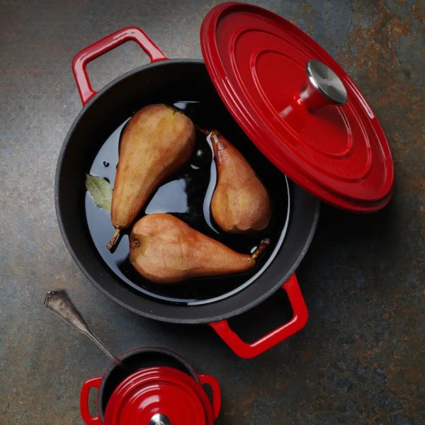 Чавунна каструля з емальованим покриттям 3,7 л червоного кольору - Hendi 626832