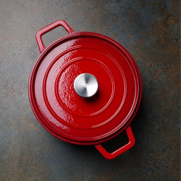 Чавунна каструля з емальованим покриттям 3,7 л червоного кольору - Hendi 626832