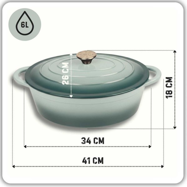 Емальована чавунна сковорода для запікання 6 л HAGE MINT