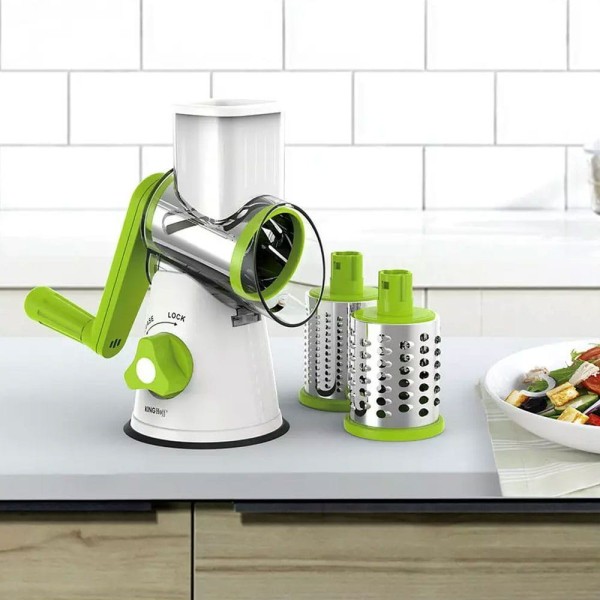 Тертка KINGHOFF KH-1652 з ротаційним барабаном для овочів, сиру, сухофруктів та горіхів