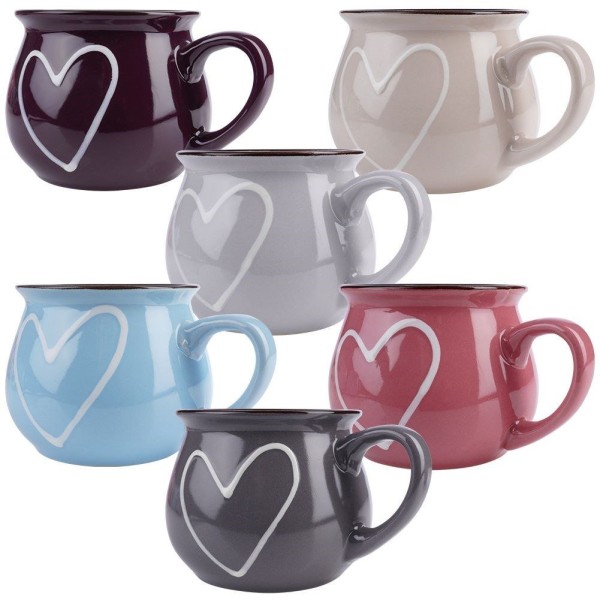 Керамічні кружки для кави та чаю, 320 мл, набір кружок, мікс кольорів, 6 штук, ORION 126993X6