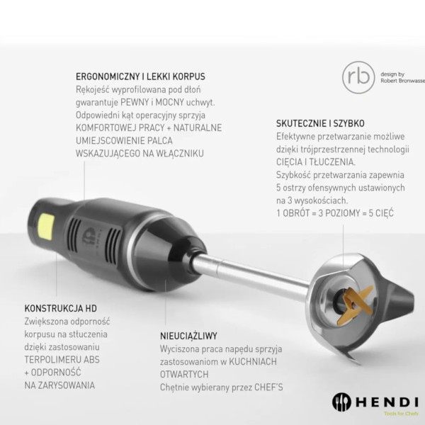 Ефективний ручний міксер з регулятором швидкості 250 Вт Hendi 222157