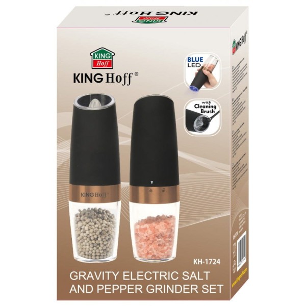 НАБІР З 2 ЕЛЕКТРИЧНИХ ГРАВІАЦІЙНИХ МОЛОКІВ ДЛЯ СІЛІ ТА ПЕРЦЮ KINGHOFF KH-1724