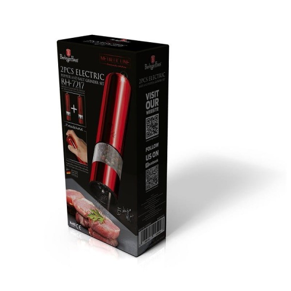 НАБІР З 2 ЕЛЕКТРИЧНИХ КАСТРЮЛЬ З ПЕРЦЕМ ТА СІЛЛЮ BERLINGER HAUS БУРГУНДСЬКИЙ BH-7217