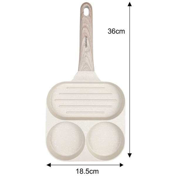 МАРМУРОВА СКОВОРОДКА 3-В-1 ДЛЯ ЯЄЦЬ, МЛИНЦІВ, ТОРТІВ-ГРИЛЬ KLAUSBERG KB-7818 БЕЖЕВА