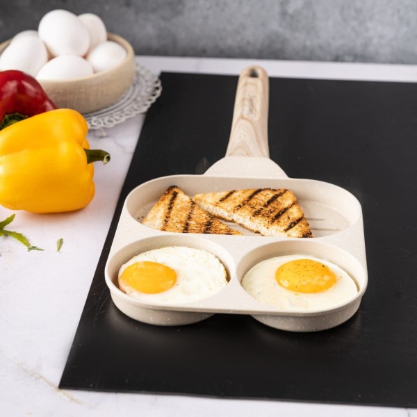 МАРМУРОВА СКОВОРОДКА 3-В-1 ДЛЯ ЯЄЦЬ, МЛИНЦІВ, ТОРТІВ-ГРИЛЬ KLAUSBERG KB-7818 БЕЖЕВА