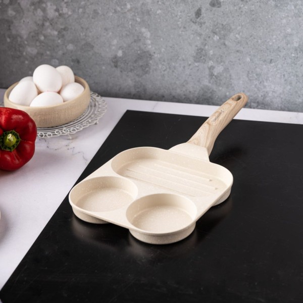 МАРМУРОВА СКОВОРОДКА 3-В-1 ДЛЯ ЯЄЦЬ, МЛИНЦІВ, ТОРТІВ-ГРИЛЬ KLAUSBERG KB-7818 БЕЖЕВА