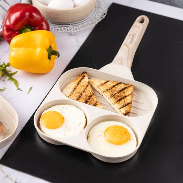 МАРМУРОВА СКОВОРОДКА 3-В-1 ДЛЯ ЯЄЦЬ, МЛИНЦІВ, ТОРТІВ-ГРИЛЬ KLAUSBERG KB-7818 БЕЖЕВА