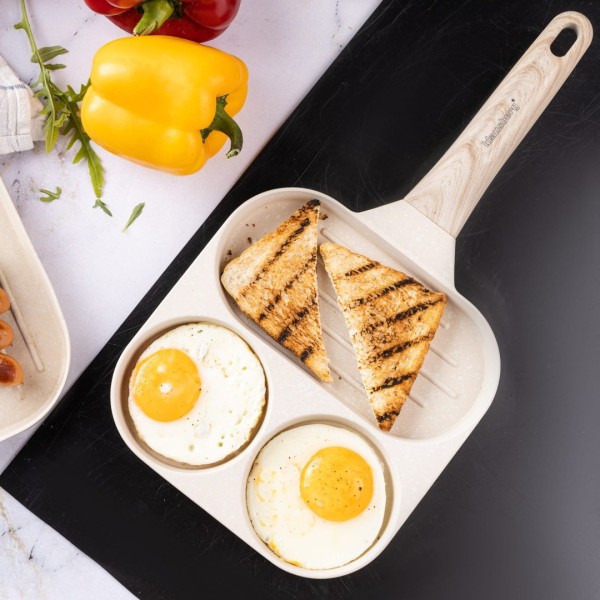 МАРМУРОВА СКОВОРОДКА 3-В-1 ДЛЯ ЯЄЦЬ, МЛИНЦІВ, ТОРТІВ-ГРИЛЬ KLAUSBERG KB-7818 БЕЖЕВА