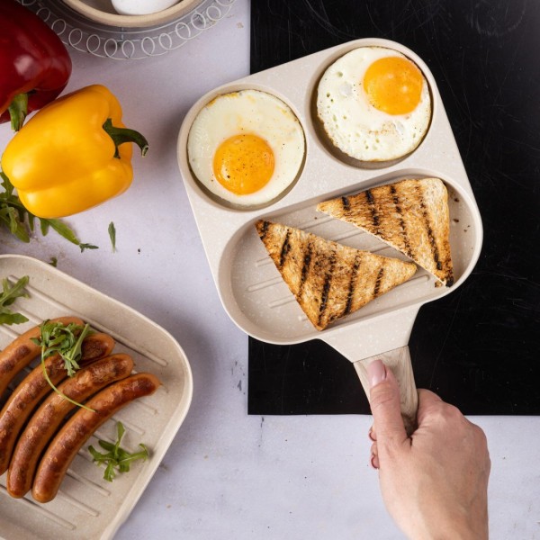 МАРМУРОВА СКОВОРОДКА 3-В-1 ДЛЯ ЯЄЦЬ, МЛИНЦІВ, ТОРТІВ-ГРИЛЬ KLAUSBERG KB-7818 БЕЖЕВА